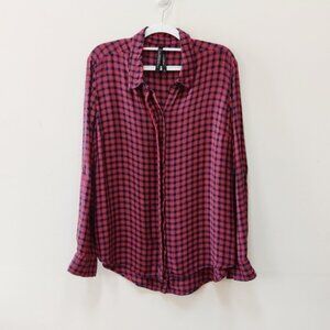 Liverpool Jeans Company Vera plaid button front Medium top shirt long sleeve